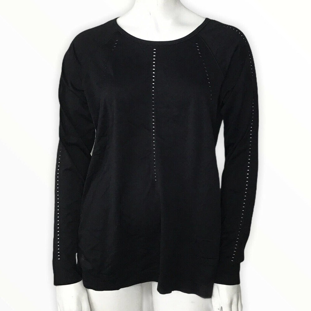 Athleta Foothill Long Sleeve Black Top Relaxed Fit